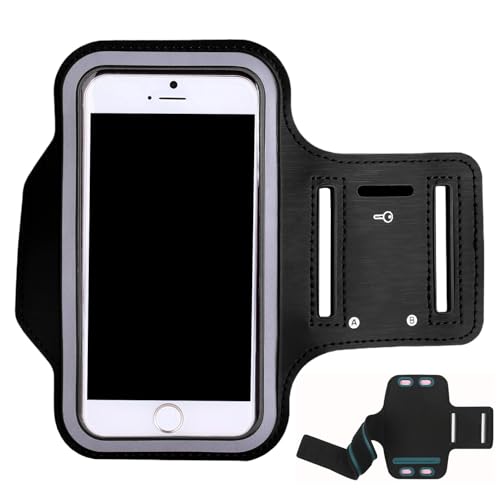 Brazalete impermeable para teléfono, brazalete reflectante para correr con ranura para llaves, soporte ligero de PVC para dispositivos móviles de menos de 6 pulgadas, ideal para senderismo, gimnasio