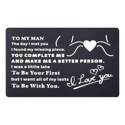 I Love You ギフトウォレットカード挿入 ボーイフレンド、婚約者、男性、誕生日、クリスマスギフト、刻印入りウォレットカード、彼、夫、バレンタインデー、結婚記念日、ガールフレンド、妻、婚約者からのプレゼントに。