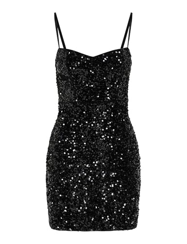 ONLY Dress Onlconfidence Robe Tube à Sequins S/L JRS, Noir, XS Femmes