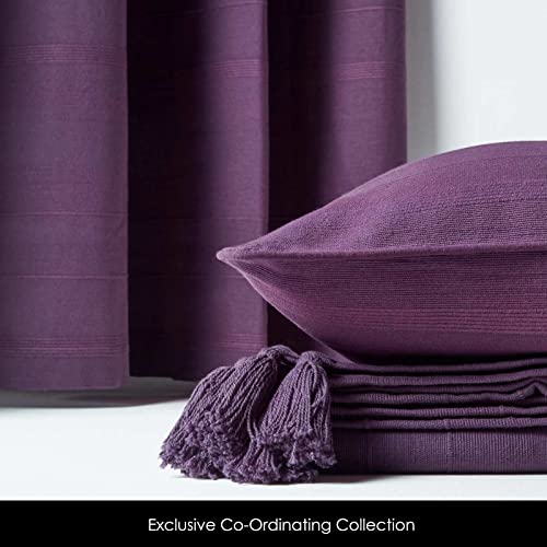 Rideaux violet 100% coton contre le vis-à-vis avec œillets faciles