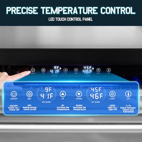 Image of Albott 24 Inch Under Counter Drawer Fridge - Stainless Steel Dual-Zone Beverage Refrigerator with LED Touch Control, Adjustable Storage, Frost-Free, Low Noise, 37℉-50℉, -0.4℉ to 37℉
