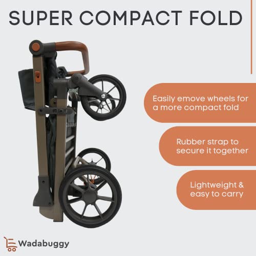 Wadabuggy Shop | Premium Compact Folding Shopping Cart | Easy To Push Maneuverable Luxury Shopping Cart W/Extra Storage Baskets | Super Compact, Lightweight, & Easy To Carry #TOP3