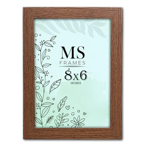 AI Decor 8x6 Inch Dark Oak Picture Frames (20.3x15.2 cm) Poster Frame - Clear Acrylic Display Poster MDF Wooden Portrait/Panoramic - Flat Wall Mount Hang Hooks & Free Tabletop Stand