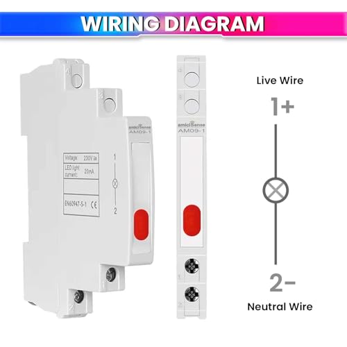 Image of amiciSense Ultra-Compact 230VAC Phase Indicator - Only 1cm Wide, Red LED Indicator for Quick & Accurate Phase Monitoring