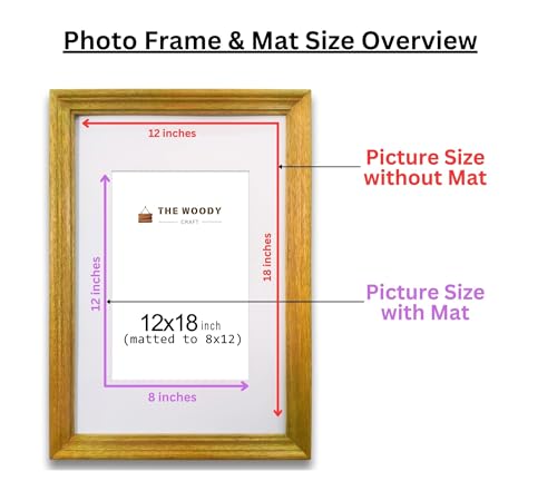Image of 8 x 12 inch Wooden Photo Frame with Mat, Yellow Photo Frame 8 x 12 inch with Mat or 12 x 18 inch without Mat for Wall Decoration, Gallery Walls, Best Wooden Photo Frames for Posters and Photos