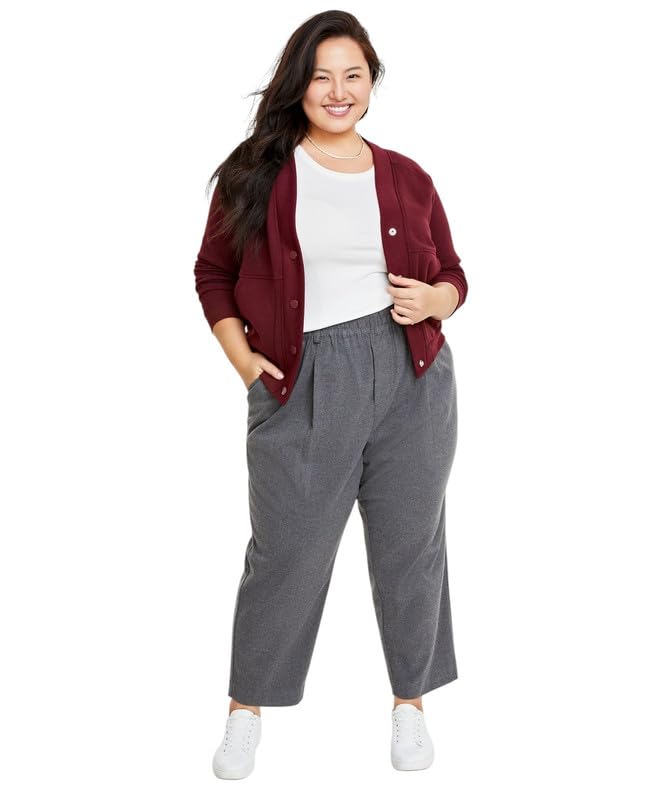 Womens Plus Size Brushed Relaxed Ankle Pants Grey 3X