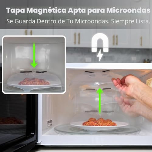 Miniatura 2 de Mr. Gadget S Solutions - Cubierta Magnética Para Microondas, Sin Bpa, Transparente, Con Rejillas De Ventilación, Apta Para Alimentos, Apta Para Lavavajillas, Resistente Al Calor, Tapa Negra Para