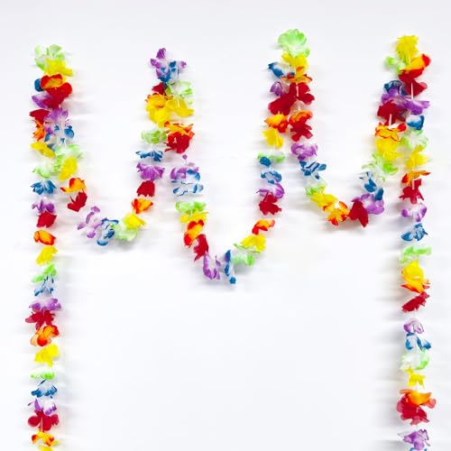 Douyif Guirlande de Fleurs Tropicales Guirlande d'Hibiscus Hawaïen Lei 10 mètres en Plastique et Tissu Multicolore