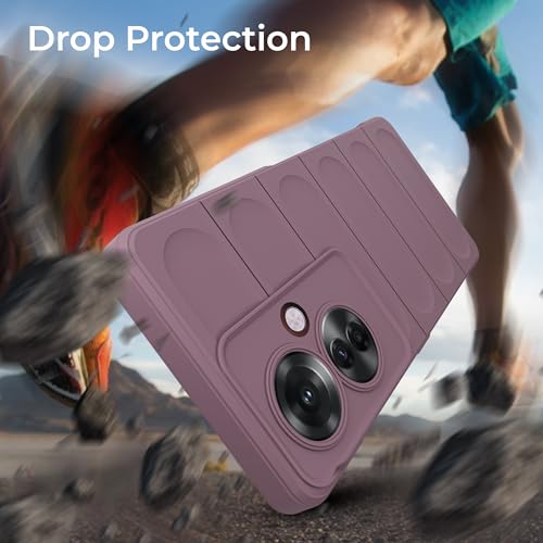 Image of A rtistque Liquid Silicone Stripes Back Cover Case for Oppo F25 Pro 5G | with Camera Protection | with Inner Fabric | Anti Slip Grip | AirBag Case - Purple