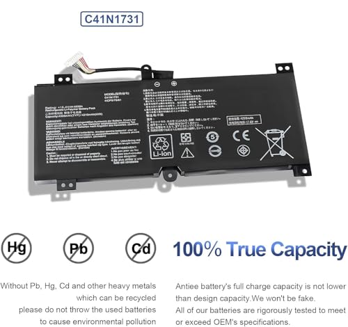Image of WeFly C41N1731 Laptop Battery Replacement for Asus ROG Strix Scar II GL504 GL504GW GL504GS GL504GM GL504GV G515 G515GV G515GW G715GV G715GW GL504GW-DS74 Series C41PNC5 4CIP5 /70 /81 15.4V 66Wh
