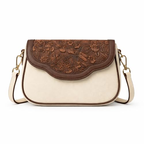 Image of Floral Embossed Crossbody Sling Bag Small Shoulder Handbag for Daily Use Travel & Shopping Phone Purse with Adjustable Strap Lightweight Trendy Bag for Ladies & Girls