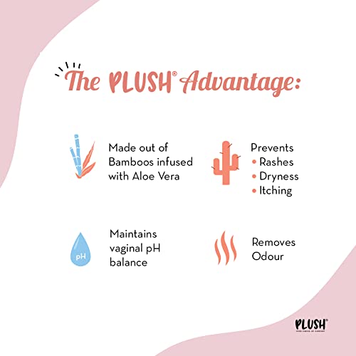Plush All Natural 100% Biodegradable Intimate Vaginal Wipes for Daily Use || Infused with Aloe Vera || Maintains Vagina pH Balance || All Natural & Vegan (Pack of 2 x 30 = 60 Wipes) 1