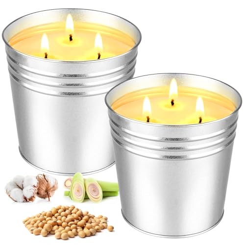 2 Pack Citronella Candles Large, 3 Wicks 34oz Citronella Candle Outdoor for Home Patio, 200h Long Lasting Summer Candle Bulk for Homen Scented Garden Balcony Camping BBQ