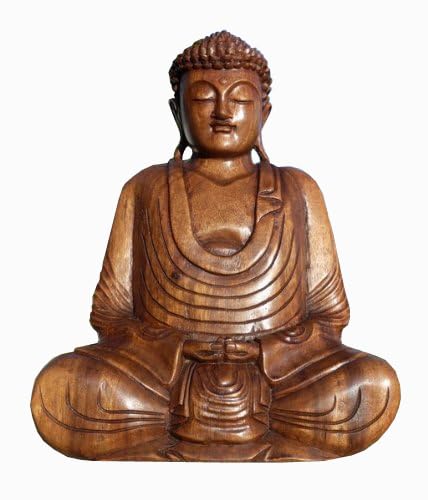 Wogeka Super schöner 40 cm Buddha Meditation Holz Budda Feng Shui BMHU40