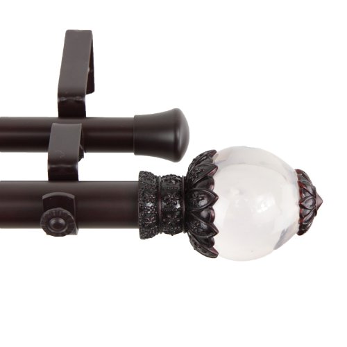 A&F Rod Decor - Luminous Double Curtain Rod 1 inch Diameter, 28-48 inch - Mahogany