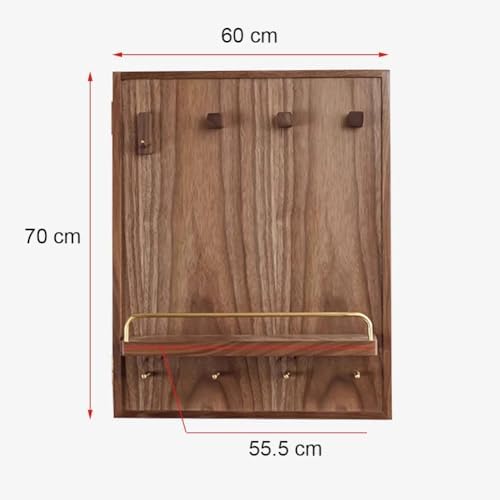 Elegant Wooden Electric Panel Cover - Rustic Fuse Box Concealer with Hooks & Shelf, 60x70cm Wall Storage Organizer for Entryway, Chic Home Décor & Functional Solution