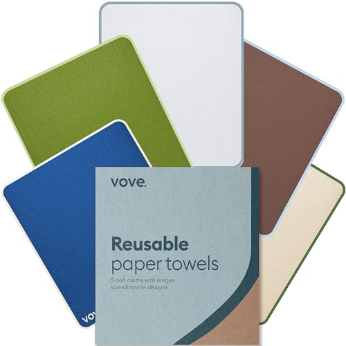 Vove Swedish Dishcloths 5-Pack, Essential Neutrals - FSC Certified Cellulose