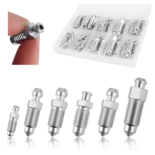 VKQTS 36PCS Brake Bleeder Screw Brake Bleeder Valve Assortment Kit with Case Standard SAE & Metric Speed Bleeders for Brakes Replace H9403-6 H9410-6 H9406-6 H9402-6 H9407-6 H9404-6 (No Cap)