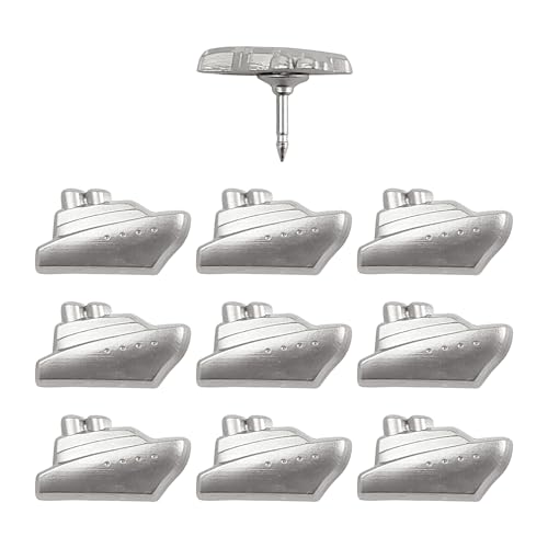 Image of Cruise Ship Push Pins - Silver Metal Cruise Ship Pins - for Cork Board, Maps, or Lapel Pin Use - Designed in USA - Set of 10