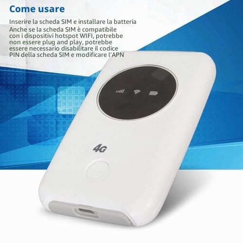 Router Mobile con Slot per Scheda SIM, Router da Viaggio Hotspot Mobile Mini Tascabile USB 4G LTE 300 Mbit WiFi 5G Sbloccato 3200 MAh, WiFi Portatile per Casa e Viaggio