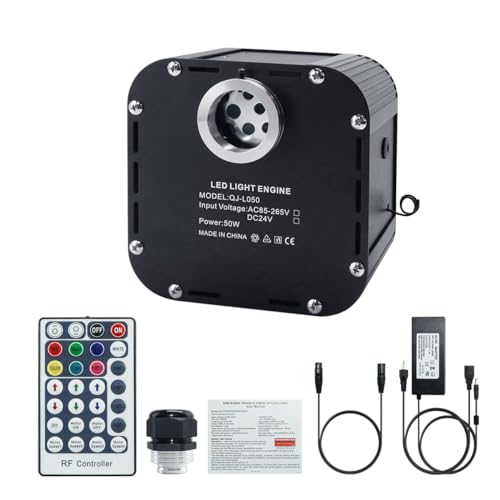 Image of AKEPO 50W RGBW Twinkle Fiber Optic Light Engine, Twinkle + DMX Function + 28-Key Remote for Home Fiber Optic Star