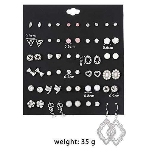 72 Pairs Earrings Set for Women Assorted Multiple Simple Stud Earrings Set Geometric Fake Pearl Round Ball Earring Set4