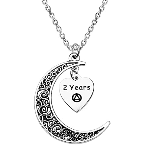 BEKECH AA Sobriety Anniversary Necklace 6 Month 1 Year 2 Year 3 Year Alcohol Addiction Recovery Gift for Stay Sober Warrior Sponser Men Women, S, Stainless Steel, /na Cover