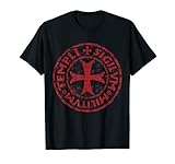 Knights Templar Ring Seal Of Soldiers of The Temple Cross T-Shirt