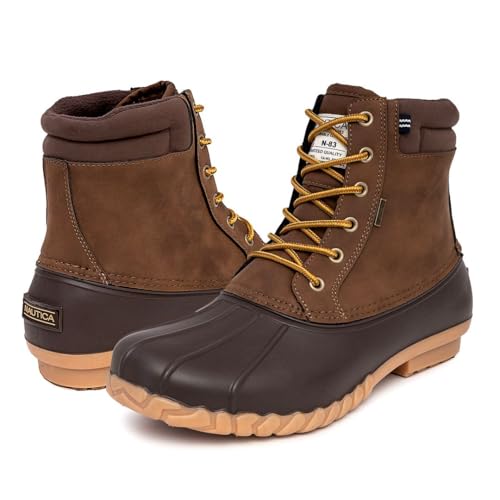 Image of Nautica Men's Duck Boots Waterproof Shell Insulated Snow and Rain Boot Lace-Up Winter Shoe Channing, Extended Sizes 7-16