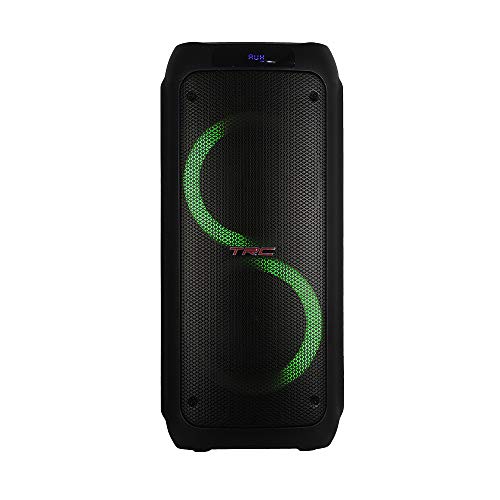 TRC 5590 - Caixa de Som Amplificada Portátil com Bluetooth; Controle Remoto; Entrada USB; Iluminação em LED; Disco Ligthing; Microfone com Fio e TWS; – 1000W RMS; Black glide