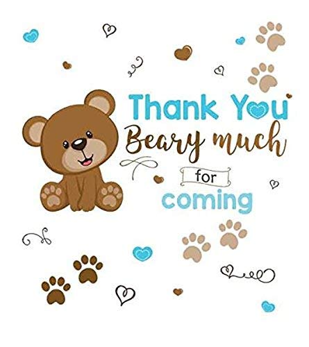 45 Lip Balm Labels Boy Baby Shower Favors Blue Brown Teddy Bear