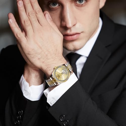 Image of BUREI Men's Classic Luxury Watch Stainless Steel Waterproof Machine Watch Fashion Double Watches Date Sapphire Crystal