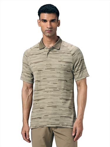 Image of TECHNOSPORT Men's Slim Fit Printed Half Sleeve Polo T-Shirt with Matpiq for Casual & Regular Use