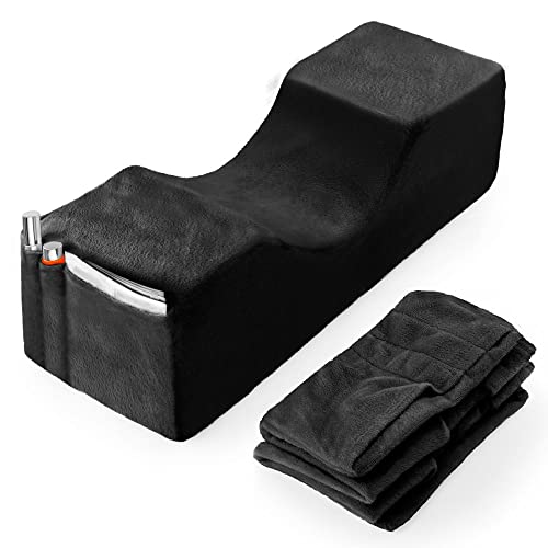 Onism Lash Pillows, Eyelash Extension Pillow with 2 Removable Lash Pillow Covers, Memory Foam Pillow, Velvet Pillowcase with Two Pockets for Tools On The Sides of Lash Bed Pillow, Black