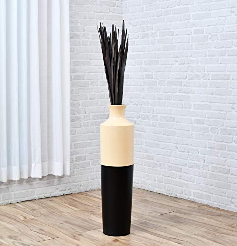 Image of Leewadee Tall Vase Filler, Dried Palm Leaves - 2 Bunches of Colored Decor for Floor Vases, Naturally Dried Arrangements for Vintage Or Modern House Decor, 45 inches, Black Brown