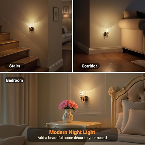 Image of JandCase Night Light, Night Lights Plug into Wall, Glass Floral Nightlight