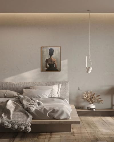 Image of KISSFOX Vintage Framed Wall Art Decor Victorian African American Pictures Paintings Wall Decor Moody Black Girl Canvas Art Prints Modern Farmhouse Black Woman Artwork For Kitchen Living Room Bedroom