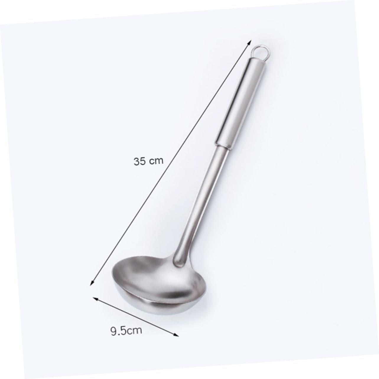 HOLIDYOYO Stainless Steel Soup Scoop Thickened Handle Cooking Utensil for Kitchen Ergonomic Grip Convenient Hanging Design Kitchen Gadget for Serving Soups and Sauces