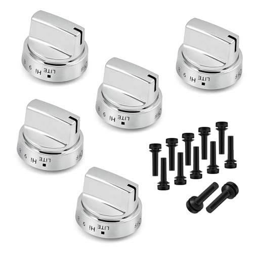 WB03X24818 Stove Knobs WB02X24790 Grate Rubber Feet Replacement Parts for GE Adora Knobs Range Cooktop Knob JGB700SEJ4SS Profile Stove Top Rubber Bumpers KIP 5G92 222D5786P010 Surface Burner Knobs