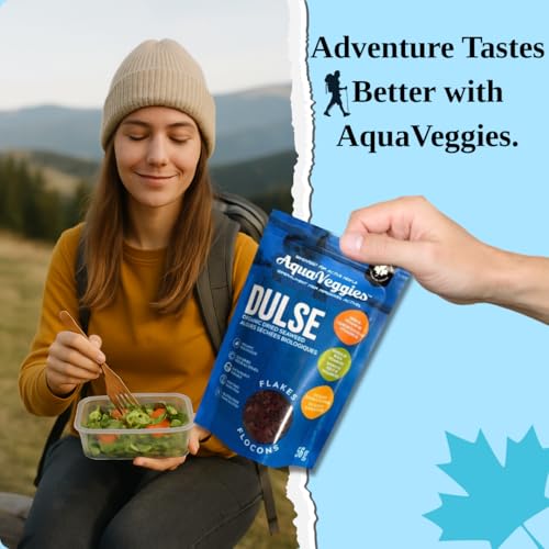 Aqua Veggies Organic Atlantic Dulse Flakes Large 2 Oz, Hand-Harvested, Sun-Dried Bay of Fundy, Excellent Source of Vitamins B6, B12, Iron, Iodine, Protein, Calcium and Fibre (Dulse Flake 56 Grams)