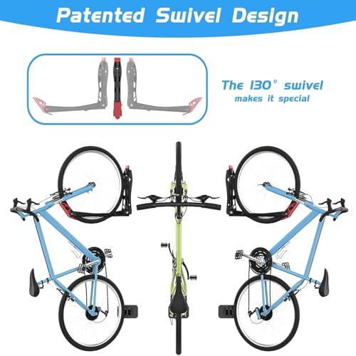 Image of WALMANN BIKEPAL No Lifting Wall Mounted Swivel Bike Rack, Bike Wall Hanger | Garage Space Saving Vertical Bike Storage, Bicycle Swivel Rack, Max. Tire Width 2.4 inch, 20-28 inch Wheels