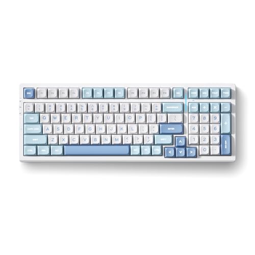 Image of MCHOSE G98 Wireless Mechanical Keyboard, 98 Keys, Gasket Mounted, Five Layers Dampening, RGB Backlit, 2.4GHz /BT /Wired Tri-Mode, Hot Swappable (Blue, Cabbage Tofu Switch)