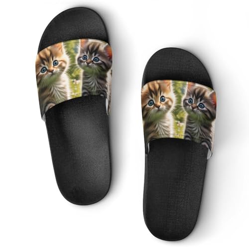 Butterfly And Cute Cats Funny House Sandals Non Slip Shower Slippers Quick Drying Bathroom Shoes for Women Men