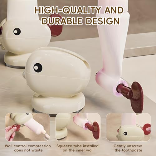 Image of HASTHIP 4Pcs Countertop Toothpaste Tube Squeezer Suction Cup Base Hand Crank Cartoon Chick Tube Wringer Bathroom Fashion Toothpaste Organizer Saver Squeezer