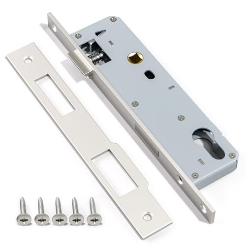 Bwintech 1 Pcs Stainless Steel 9230 Mortice Lock, 92MM Center 30MM Backset Lock Body, Satin Nickel Frame Door Lock for Internal and External Doors