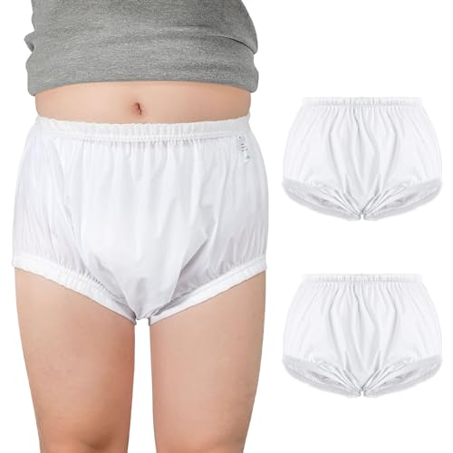 2 PCS CARER Pull-On Waterproof Underwear Unisex Washable Diaper Cover for Incontinence Waterproof,Durable Leakproof Underwear for Incontinence to Use with Diapers & Briefs for Added Leakage Protection
