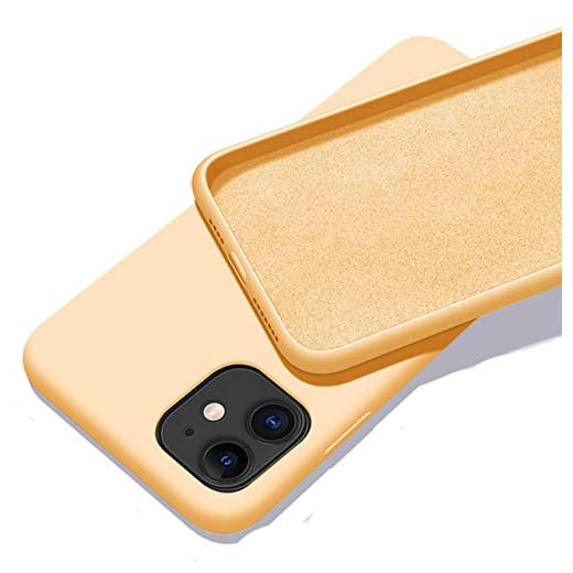 AllRing Original flytande silikonskal för Apple iPhone 11 Pro Max 7 8 Plus XR X XS MAX skydd stötsäkert fodral mjukt silikonfodral (gul, iPhone XR)