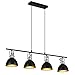 H.W.S lustres eclairage vintage luminaires rétro suspension e27 suspensions d'éclairage industrielle noire pendant hauteur réglable lustre pour salle à manger restaurant café décoration (4 flammes)