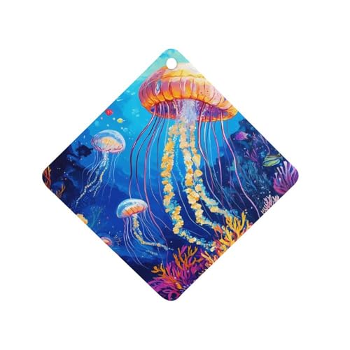Seabed Jellyfish Car Air Freshener Hanging Aromatherapy Tablets for Car Accessories Rhombus