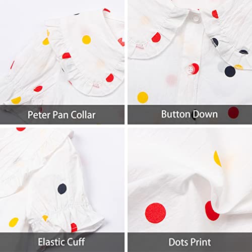 LittleSpring Girls Short Sleeve Peter Pan Blouse with Elastic Cuffs3